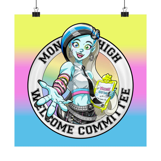 Franken-Monster Welcome Committee Art Print | Pastel Goth Wall Art | Cute Creepy Decor | Square Aesthetic Print