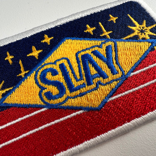 Rumi's SLAY Embroidered Patch K-Pop Demon Hunters-Inspired 3.5" x 2.25" Iron-On Patch