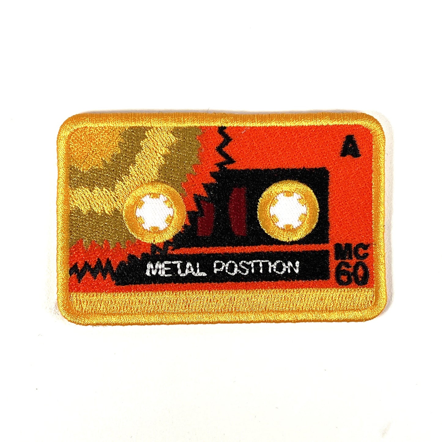 Yellow & Orange "Steeljaw" Microcassette Embroidered Patch 80's Mini Audio Cassette Tape Iron-on