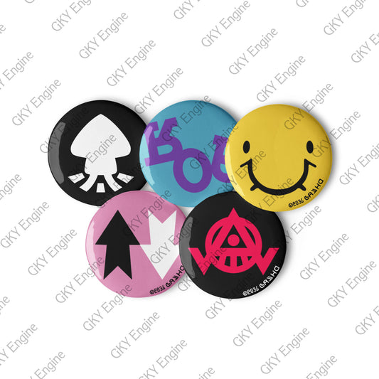 Splatsville Small Pin Set A: 5pc Cosplay Gamer Can Badges (1.25 inch)