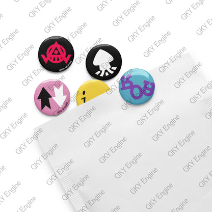 Splatsville Small Pin Set A: 5pc Cosplay Gamer Can Badges (1.25 inch)