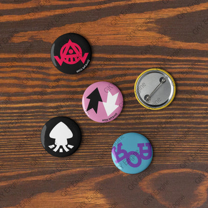 Splatsville Small Pin Set A: 5pc Cosplay Gamer Can Badges (1.25 inch)