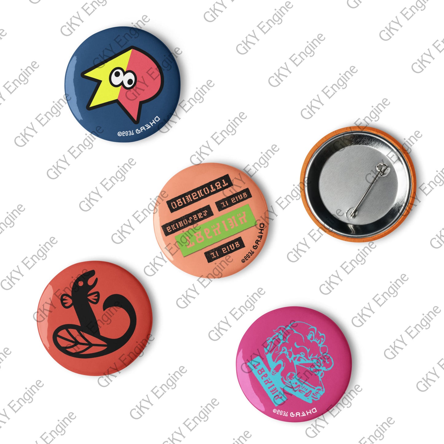 Splatsville Large Pin Set A: 5pc Cosplay Gamer Can Badges (2.25 inch)
