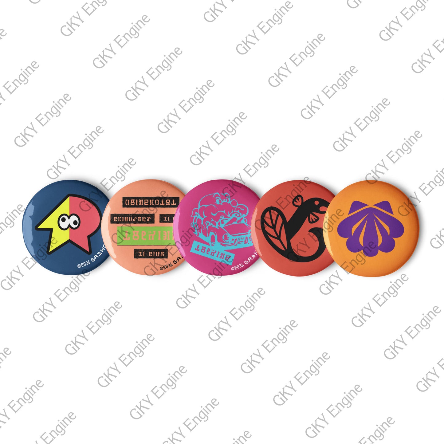 Splatsville Large Pin Set A: 5pc Cosplay Gamer Can Badges (2.25 inch)