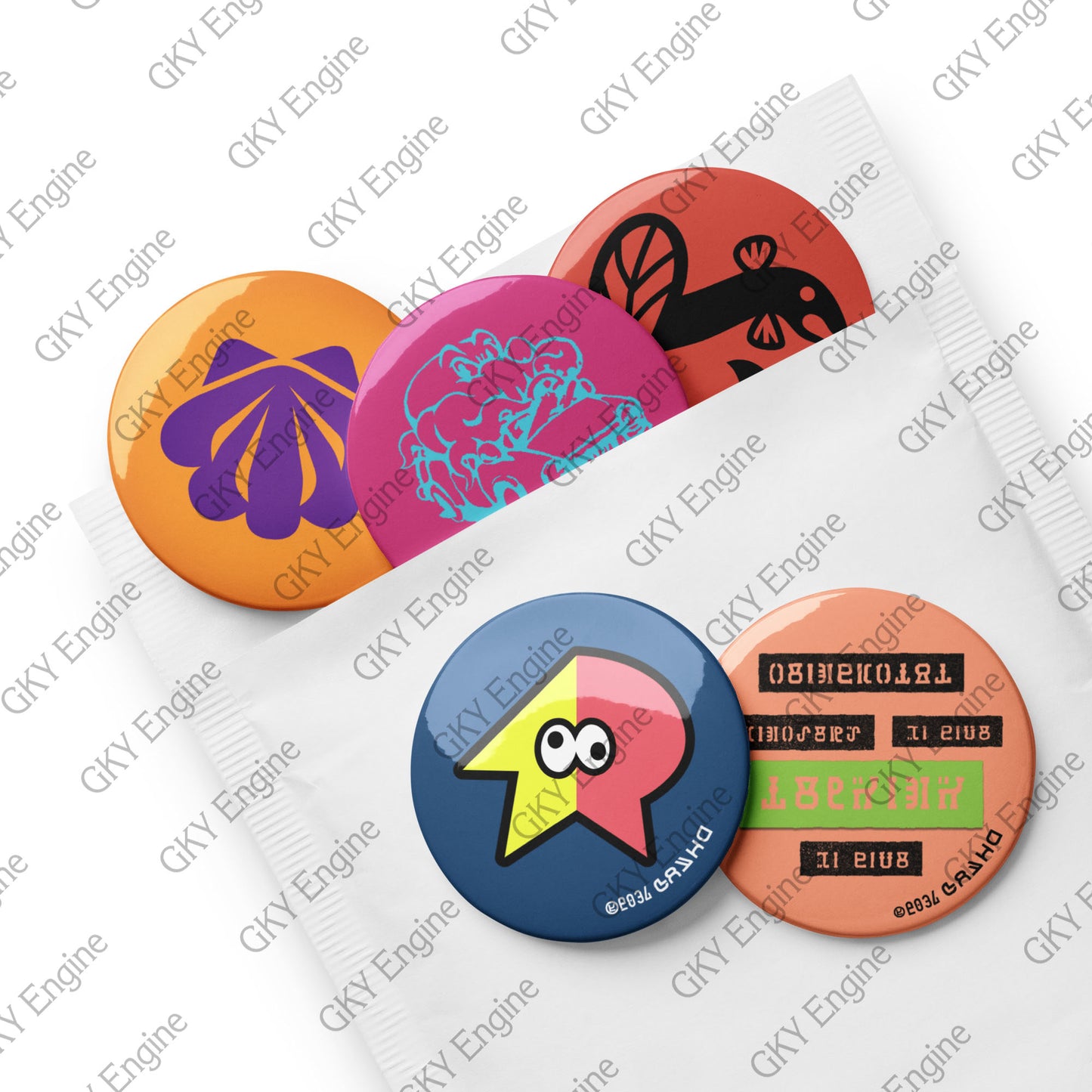 Splatsville Large Pin Set A: 5pc Cosplay Gamer Can Badges (2.25 inch)