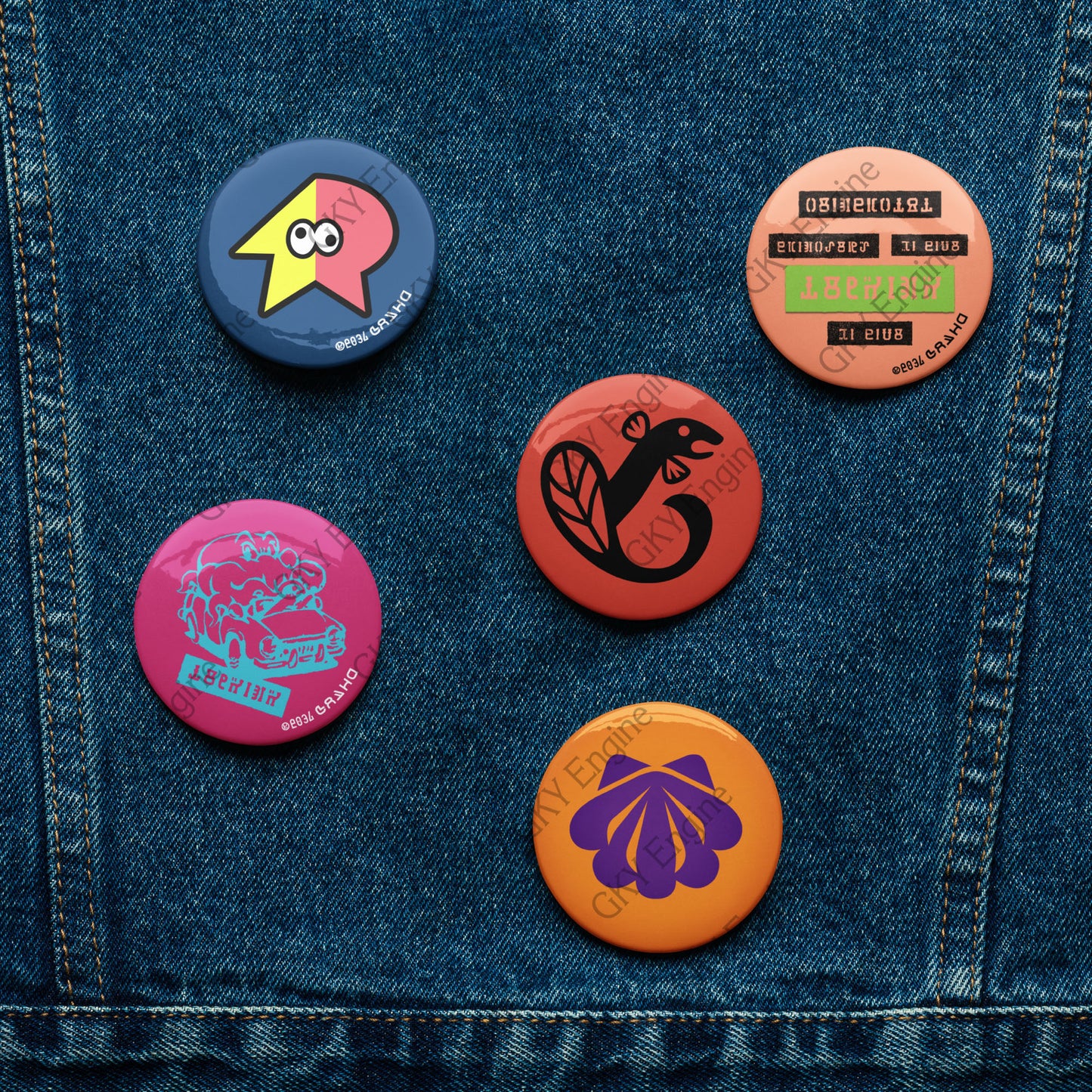 Splatsville Large Pin Set A: 5pc Cosplay Gamer Can Badges (2.25 inch)